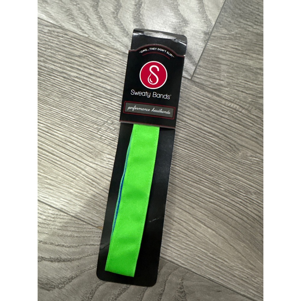Sweaty Bands Performance Headband Neon Green Blue Non-Slip Athletic NEW